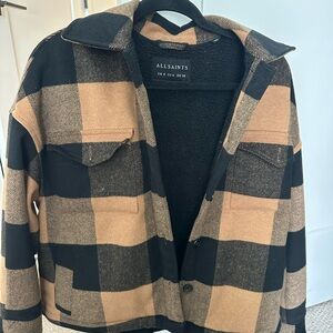 All Saints Black and Tan Checkered Jacket
